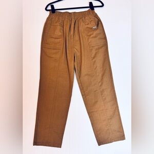 Unbranded Cropped Utility Pants Linen Cotton Blend Brown Relaxed Fit Unisex M